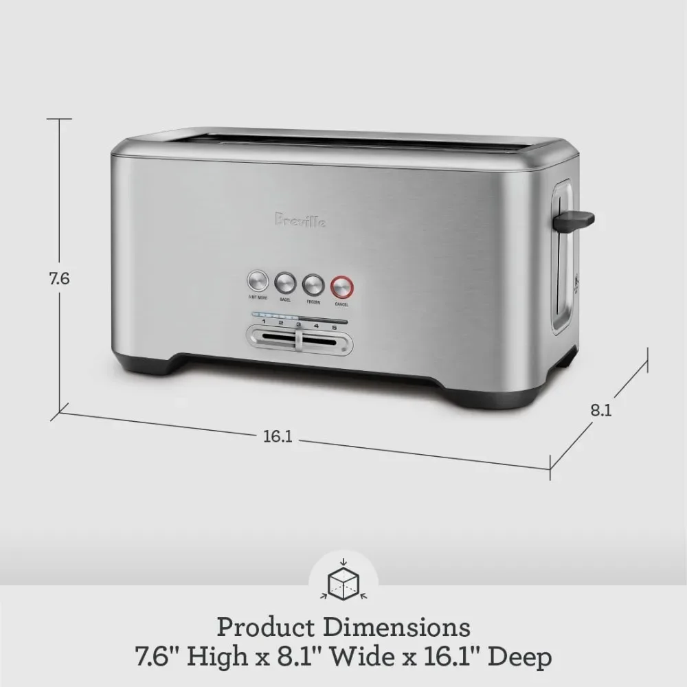 Breville Bit More 4-Slice Toaster, Brushed Stainless Steel, BTA730XL