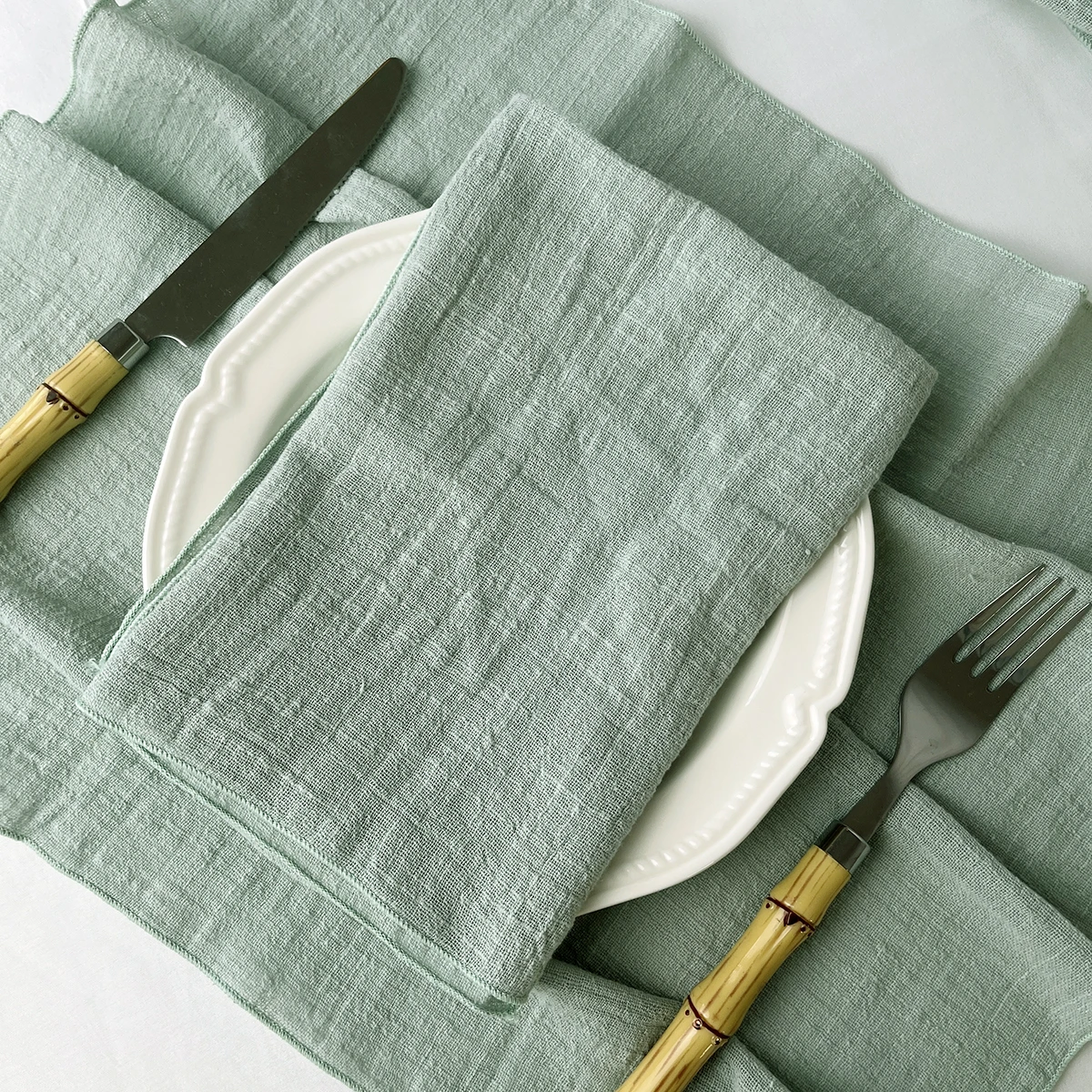 Set of6 Cotton Cloth Napkins Gauze 30x30cm Fabric for Wedding Decor Everyday Use Dinner Tea Towel Table Village Christmas Napkin 2