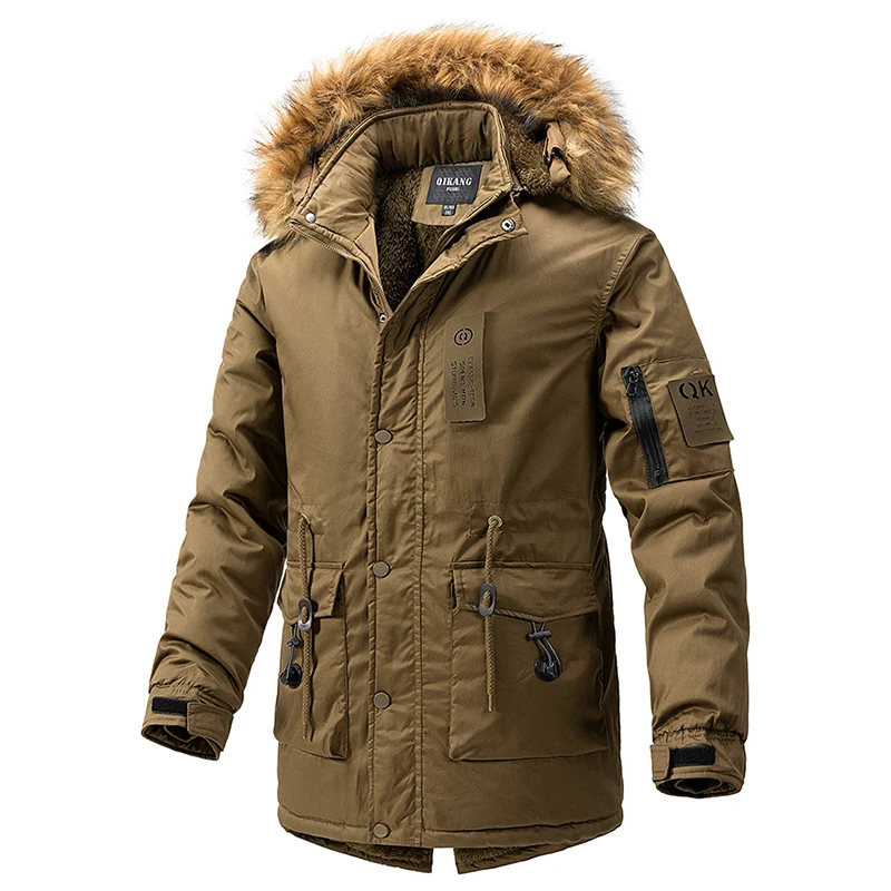 2024 European&American Sports Outdoor Cotton-Padded Jacket Men's Winter Long Thick Warm Mountaineering Men Coat Clothing
