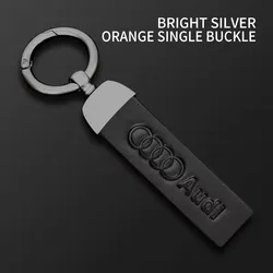 Premium Leather Keychain with Car Logo Keyring Accessory (Matte Black)