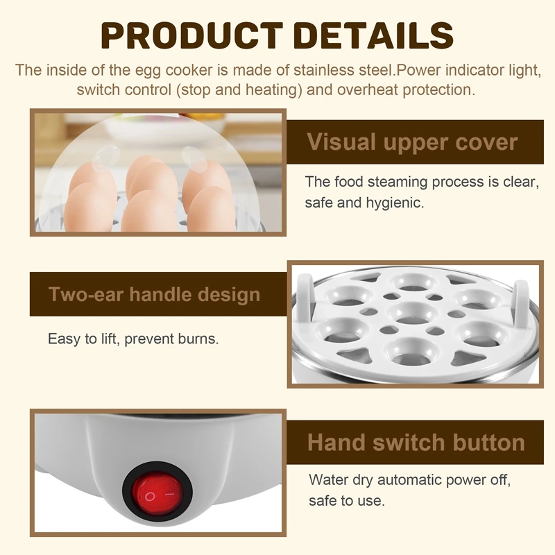 Electric Boiled Egg Cooker Boiler Maker Rapid Heating Stainless Steel Steamer Pan egg cooker