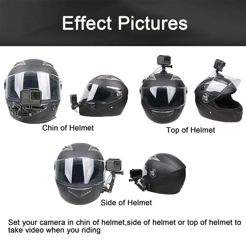 Motorcycle Helmet Mount Chin Holder Set for GoPro Hero 13 12 11 10 9 8 7 6 SJCAM SJ4000 AKASO DJI OSMO Action Camera Accessories