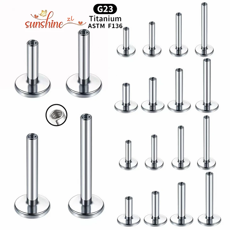 10Pcs G23 티타늄 스터드 귀걸이 립 Labret 피어싱 포스트 14G 16G 내..