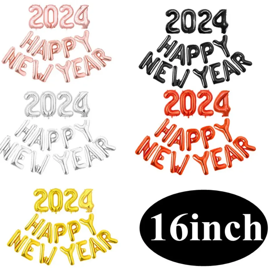 

2024 Happy New Year Foil Balloons Gold Silver Letter Balloon Christmas Decorations For Home New Year Party Globos Navidad Noel