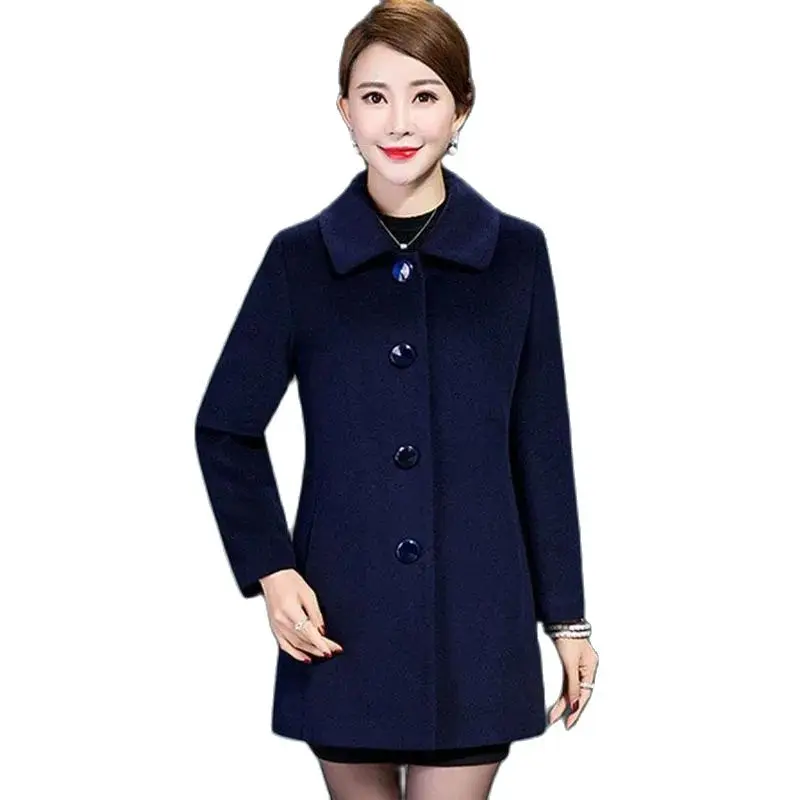 FashionTemperament Woolen Coat Women's Long Section 2023 Autumn And Winter New Middle-aged And Old Women's Slim Woolen Coat Wome kbq spliced zipper chic short black parkas for wome slash neck long sleeve patchwork pocket minimalist slim winter coats female