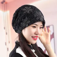 Breathable Summer Embroidery Lace Turban Hat Women Headscarf Bonnet Islamic Female Beanie Hat Ready to Wear Hijabs Head Cap