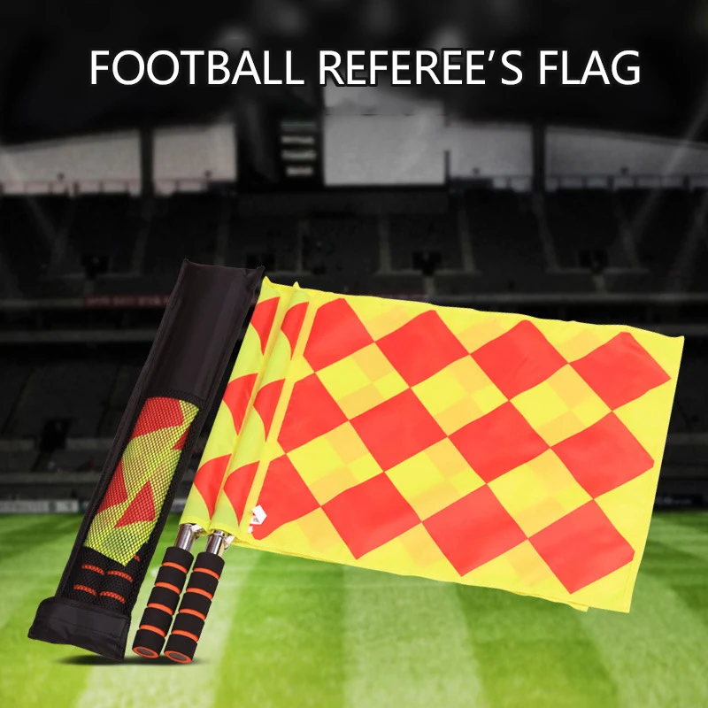 2pcs/set 37*46cm World Soccer Referee Flag Fair Play Sports Match Football Linesman Europe Flags Referee Equipment