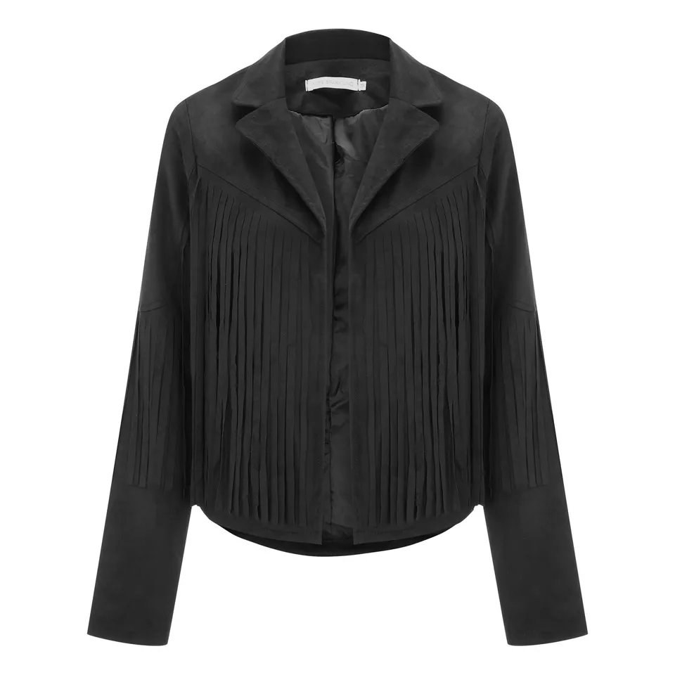 Women's Winter Suede Leather Fringe Jacket