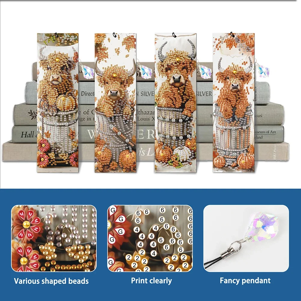 Diamond painting diamond art painting kit diamond painting set 4Pcs special shape flowers crows diamond painting bookmark kit