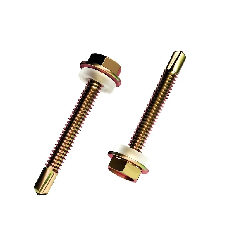 Carbon steel colored zinc hexagonal flange class A self-drilling screws with washer head and self-drilling metal for 14H