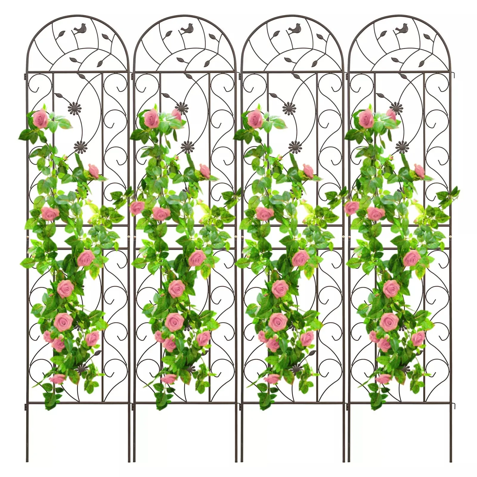 2/4 Pack Garden Trellis for Climbing Plants Metal Fence 87”x20” Panel Yard Corner Garden Decorations Outdoor Garden Fence