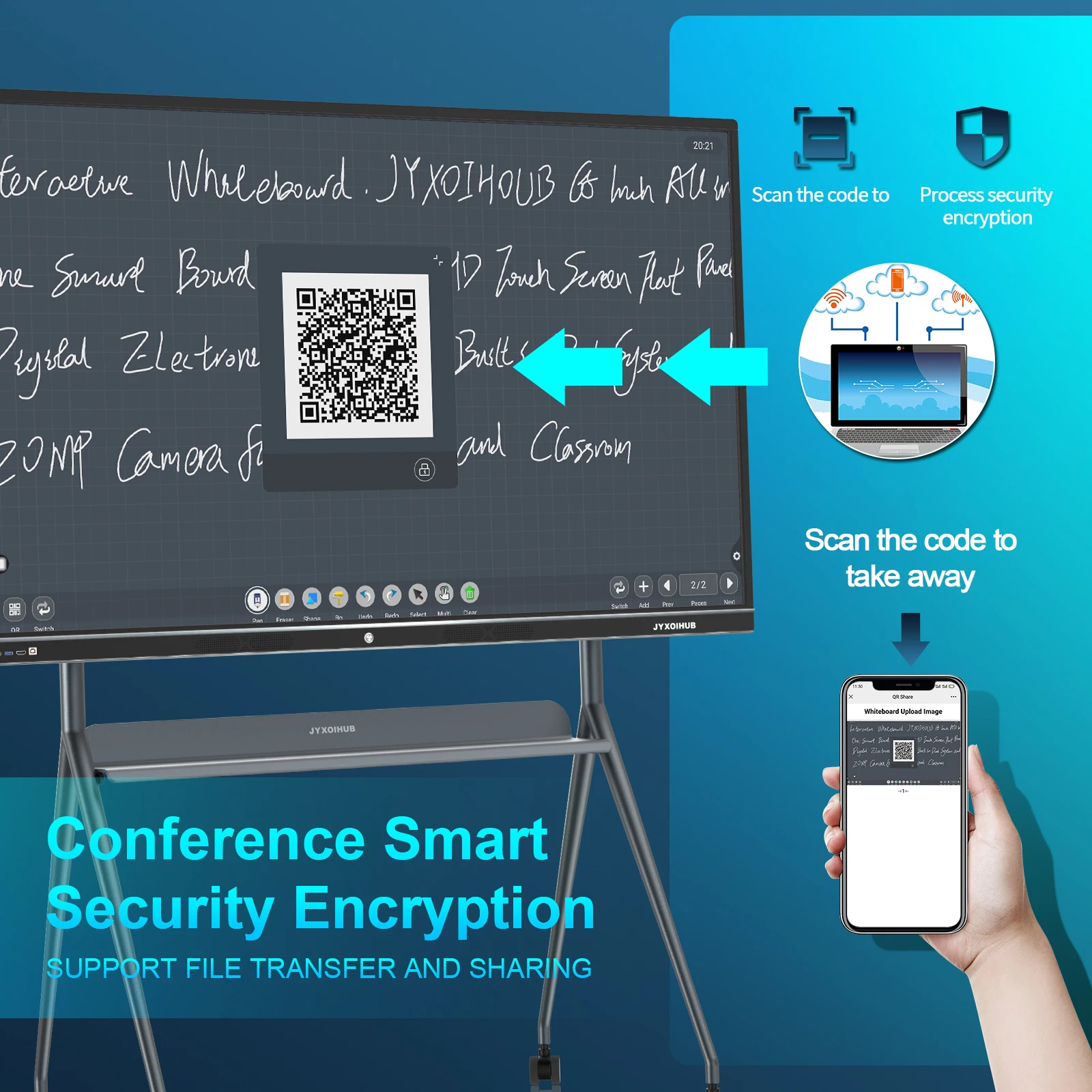JYXOIHUB 86 дюймов Smart Board Сенсорный экран Все в одном Цифровая  электронная интерактивная доска Встроенная двойная система