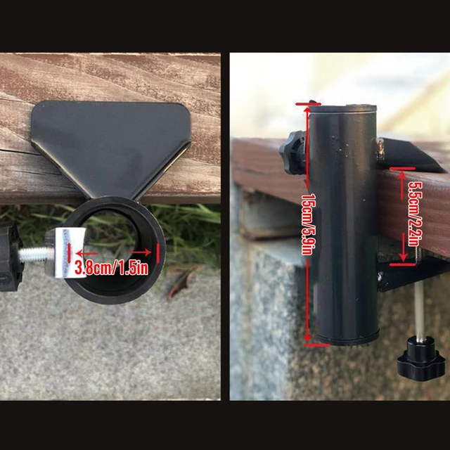 Fém Fekete Esernyő Állvány Klip Napfény Rögzített Bilincs Szerszám Kültéri Erkély Tájkép Kerítés Fedélzeti Székhez - Image 6