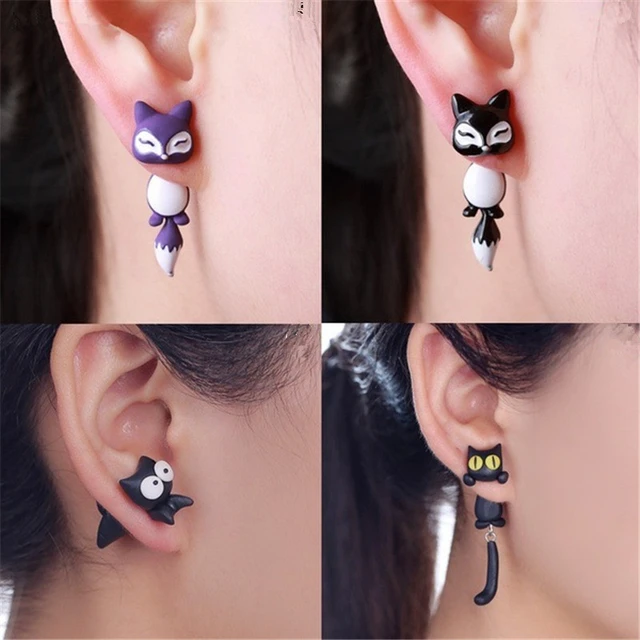 Cute soft clay earrings handmade cartoon animal jewelry earrings theme  separation polymer clay earrings party fun