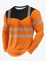 T-shirt à manches longues pour homme, imprimé 3D, nouveau design color block avec logo sécurisé, mode printemps automne, décontracté, pour le travail quotidien, hauts pour homme 6