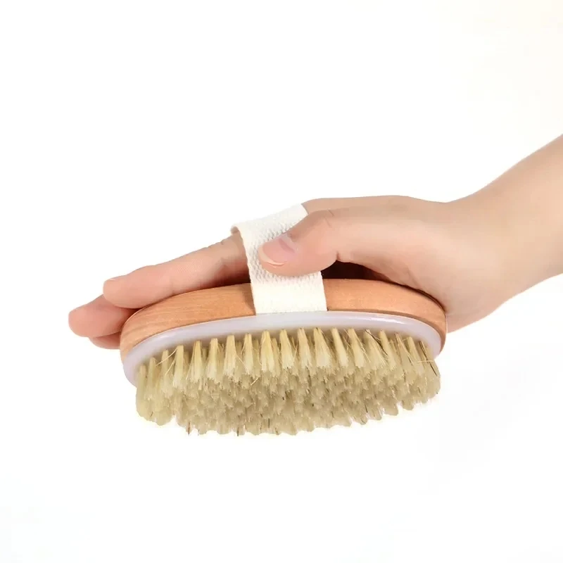 1PC Natural Bristle Brush Wet Dry Skin Body Bath Brush Exfoliating Cleansing Scrubber Brush Body Manual SPA Shower Gentle Massag