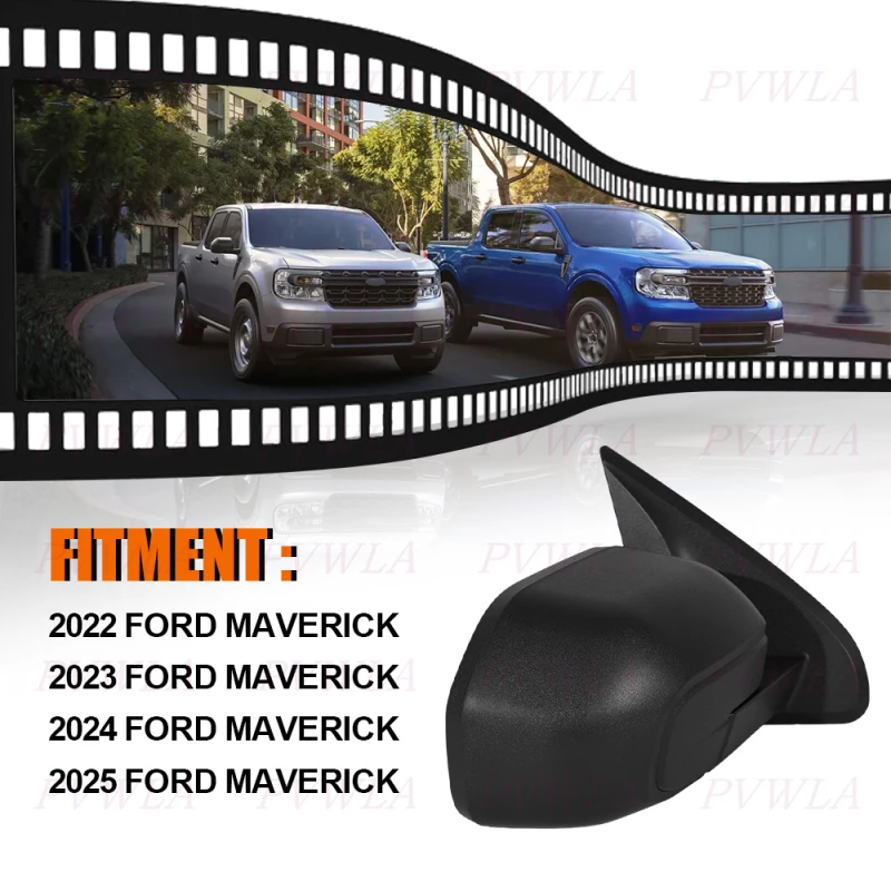 3 핀 얼룩 검정색 전원 조정 후면 거울 어셈블리 Ford Maverick 2022 2023 2024 2025 자동차 액세서리