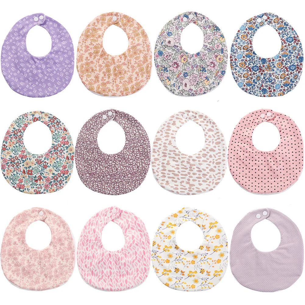 

New Double Side Baby Bib Fashion Floral Print Infant Saliva Towel Adjustable Cotton Burp Cloths Newborn Girls Boys Feeding Items