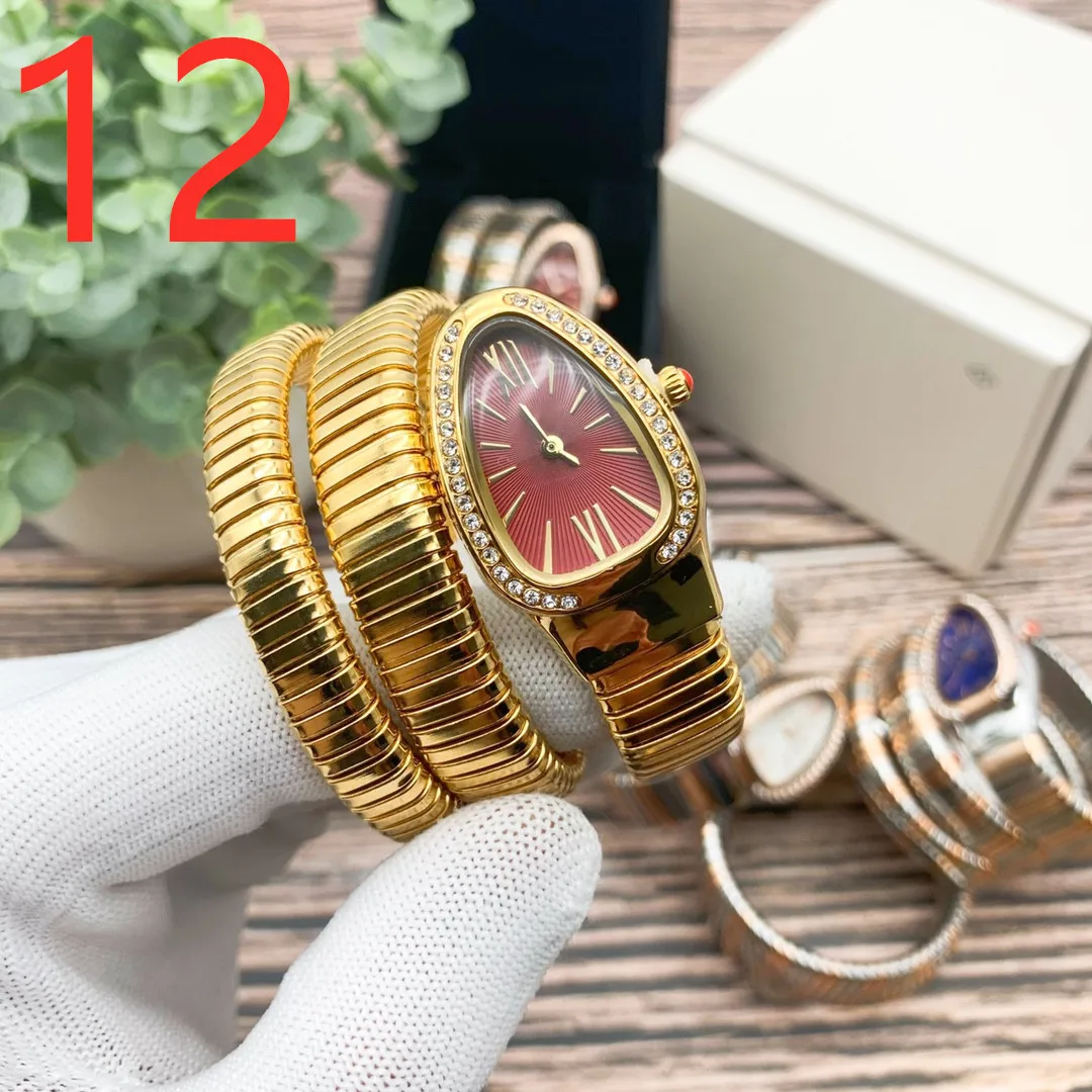 2022 New Fashion Snake Style Luxury Sport Quartz Stainless Steel Watch For Woman Calendar Round Wristwatch High Quality