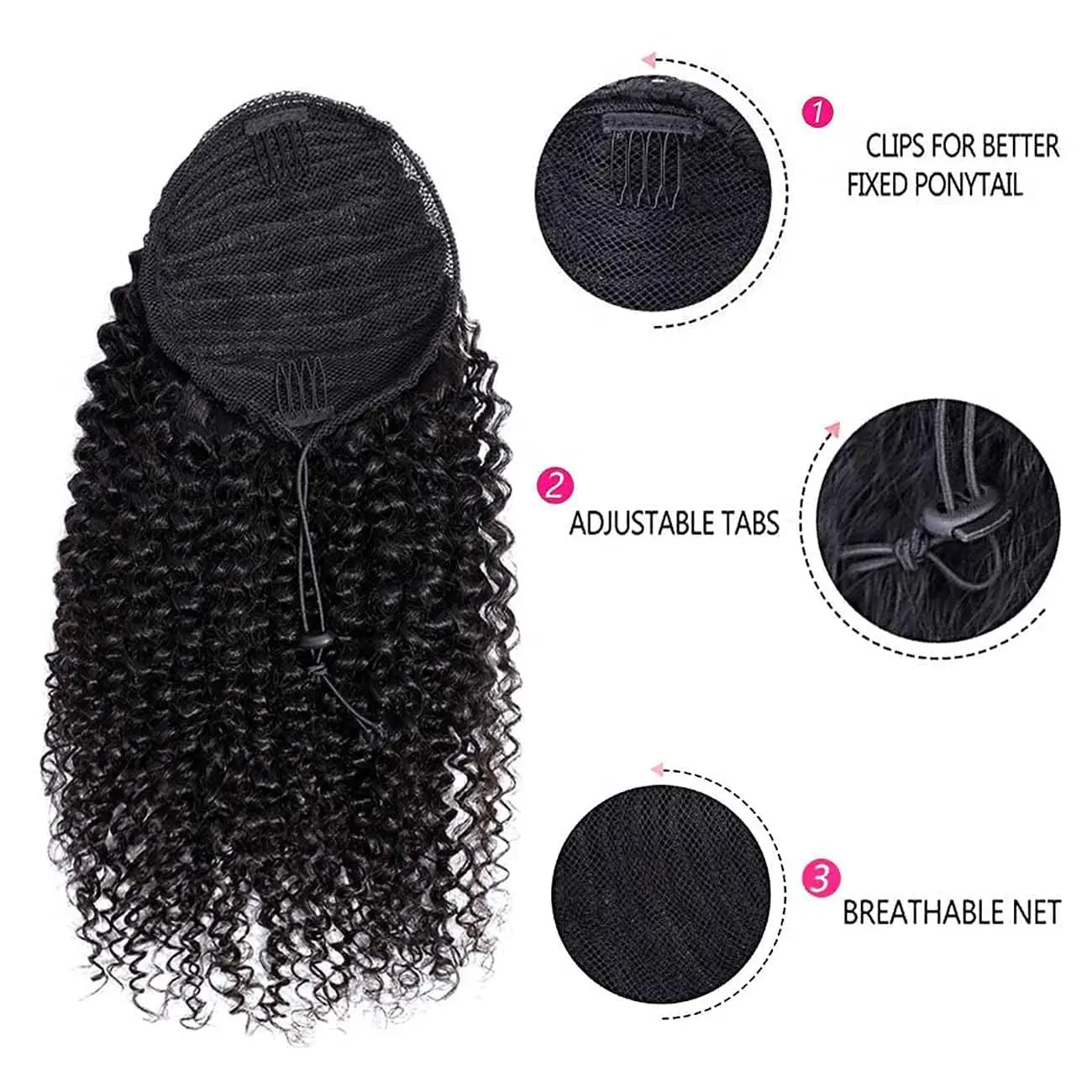 Drawstring Ponytail Human Hair 4c Afro Kinky Curly Ponytails Real Mongolian Remy Hair Pony tail Clip In Extensions Bundles 100g