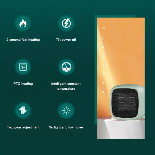 Polikromatikus Kis Hőfúvó Kényelmes Fűtőberendezés Tartós Mini Fűtő Ventilátor Típusú Légmelegítő Háztartási Fűtés Háztartás - Image 4