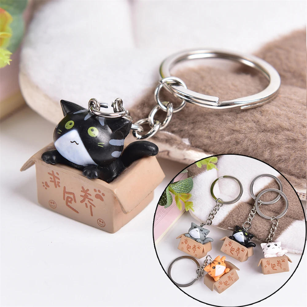 Cute Cartoon Pet Cat Keychain Lucky Fortune Carton Cat Toy Key Ring for Women Men Car Handbag Phone Case Pendent Couple's Gift