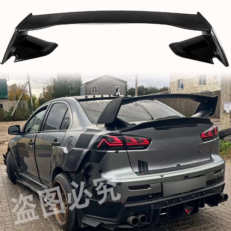 Spoiler nero 2008-2015 Materiale ABS Colore non verniciato Decorazione coda auto Spoiler bagaglio posteriore Ala per Mitsubishi LANCER EVO - immagine 3