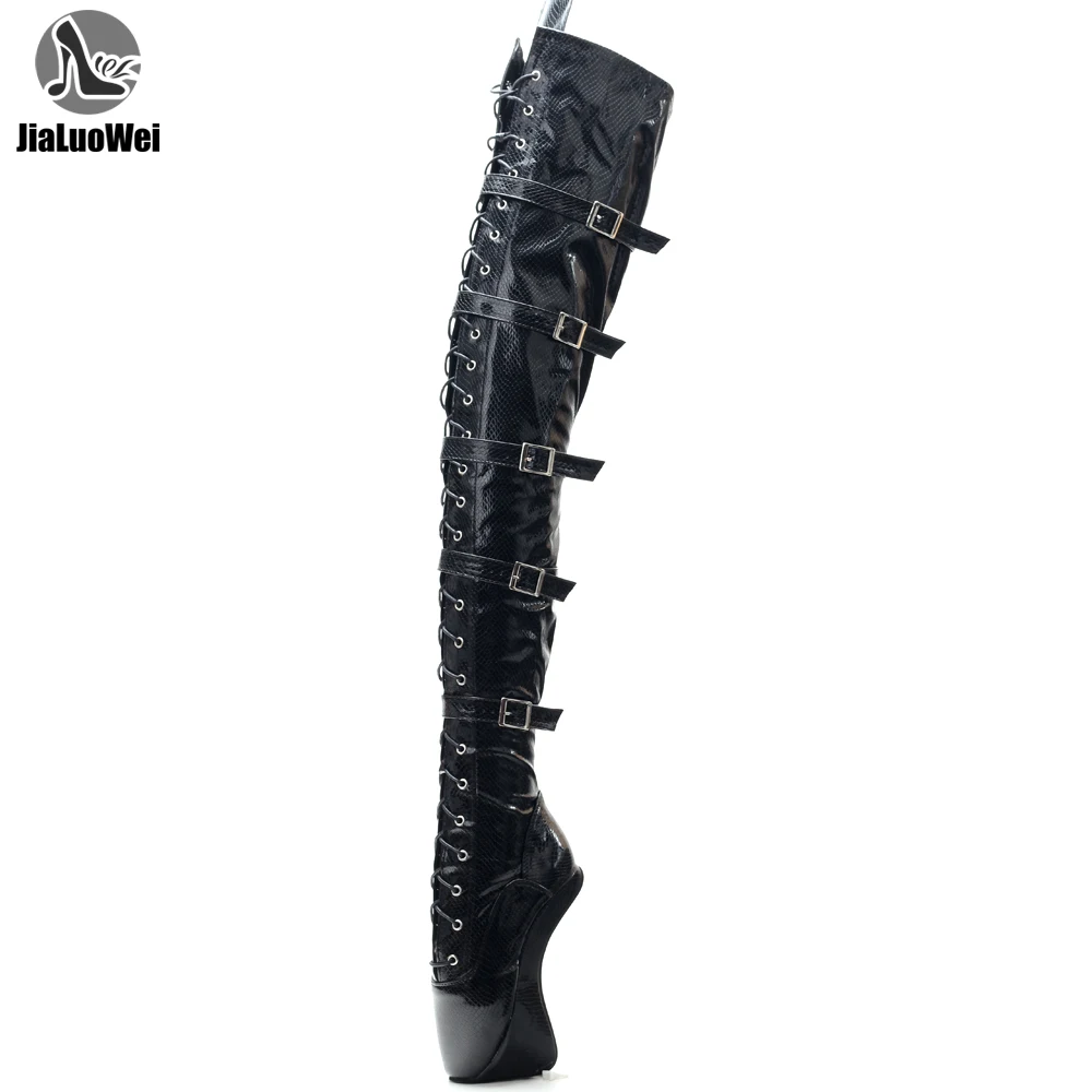 18cm/7 인치 익스트림 하이힐 레이스업 버클 발굽 힐 발레 섹시 페티쉬 지퍼 ..