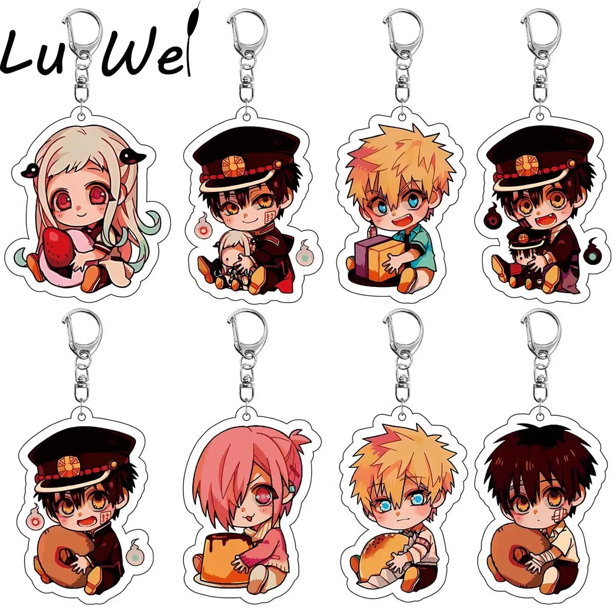 

3/4pcs/set Anime Keychain Hanako-kun Cute Cartoon Keychain Car Accessories for Men Bag Pendant Friend Gifts Jewelry
