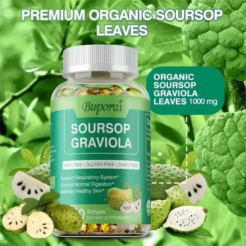 Soursop Graviola Capsules Cell Support Regeneration Immune Boost Relax Liver and Sleep soursop supplement