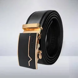 Men's Automatic Buckle Genuine High-quality Belt Brand-name Business Style Trend Black Formal Leather Luxury Fashion Belt 125cm