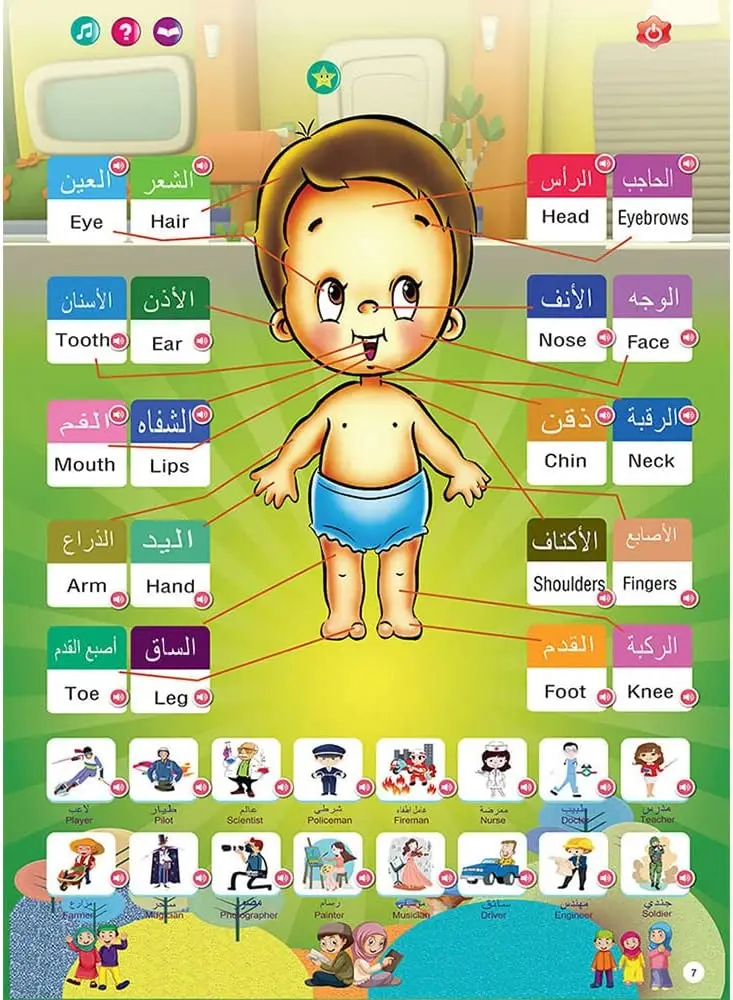 New 2-in-1 Arabic English Sound D Book Interactive Talking Book Early Educational Reading Toy for Muslim Toddlers Boys Girls 4