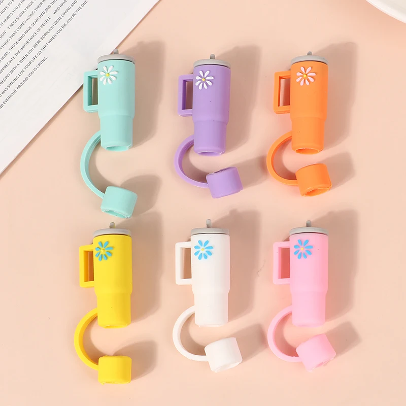 1Pc Cartoon Silicone Straw Stopper Cap Fit With Stanley Cup Tools Drinking Dust Cap Splash Proof Plugs It Glass Cup Decoration