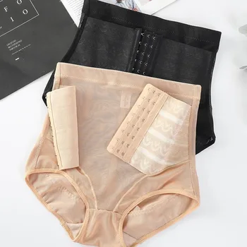 High Waist Postpartum Body Shaper Shapewear Buckle Slimming Underpants Women Waist Trainer Belly Contracting Butt Lifting Briefs