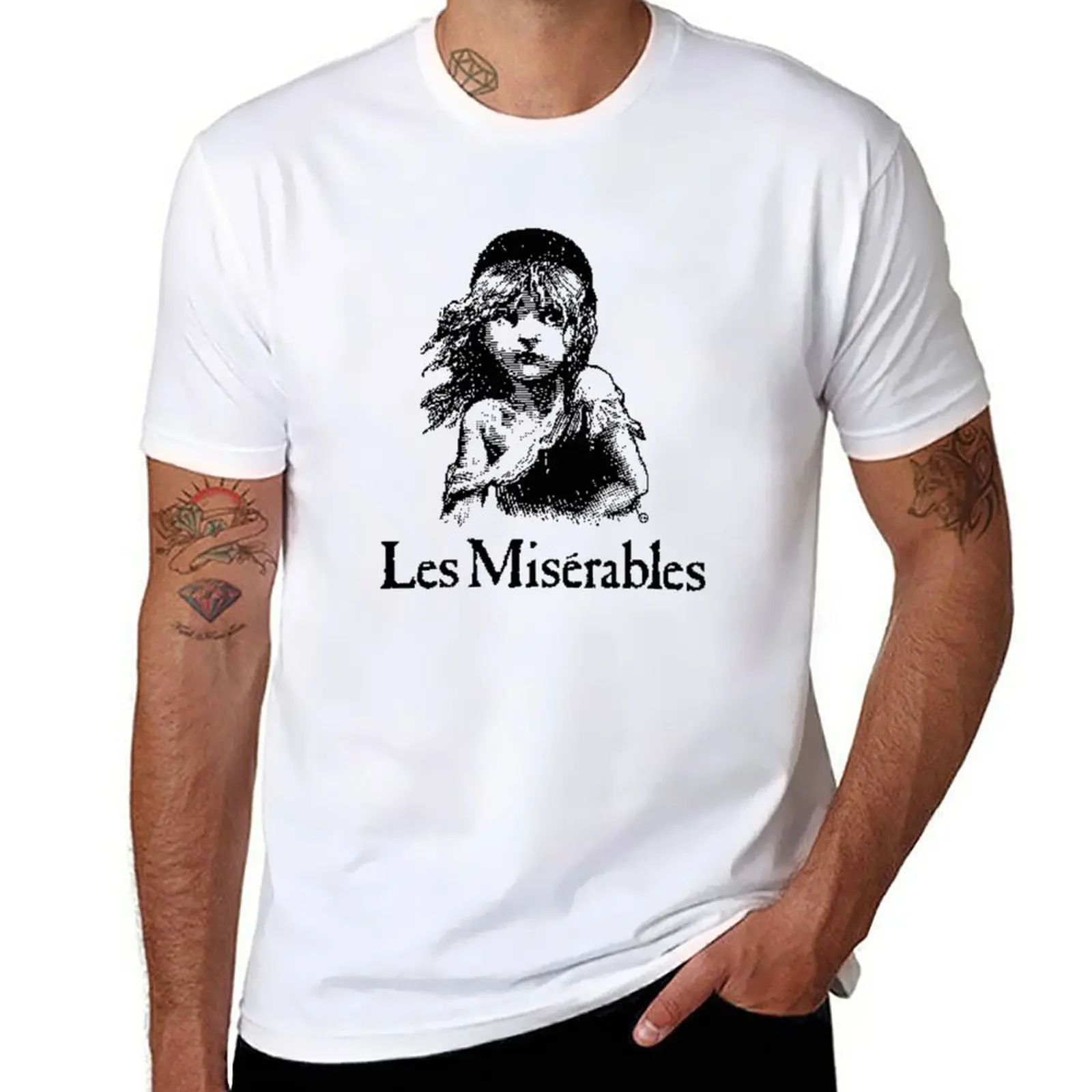 Les Miserables T-Shirt Blanks Plain Plain White T-Shirt Uomo