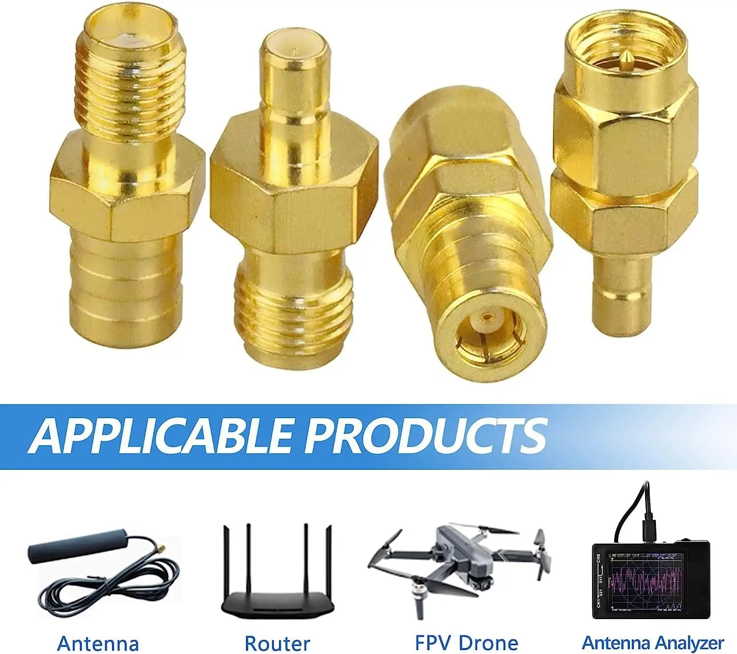 Adaptateur coaxial SMA-SMB droit 50ohm plaqué or - Lot de 1