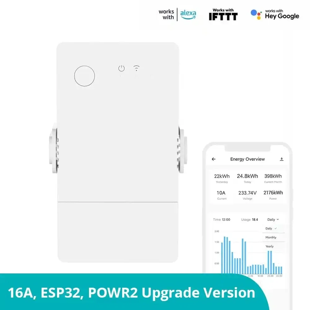 Sonoff-smart Power Monitoring Energia Interruptor Medidor Powr316 Esp32 Suporte Chip Ewelink Alexa Assistente de Casa Iftt Wifi Powr316