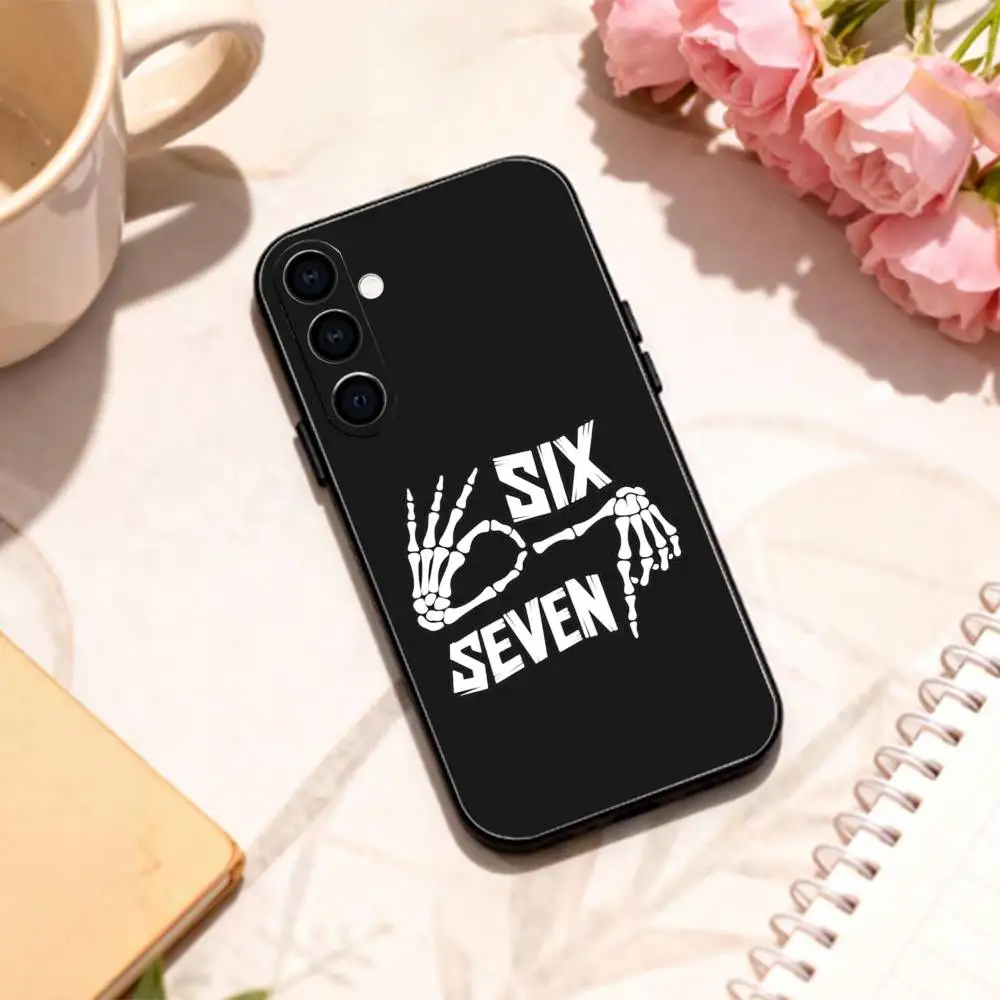 67 S-Six Seven Viral Slang 전화 케이스 삼성 갤럭시 A73,A72,A71,A70,A53,A52,A51,기타 소프트 블랙 쉘