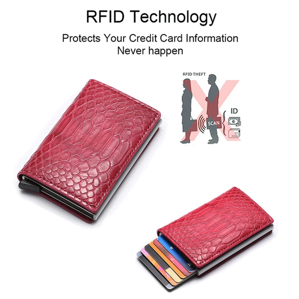 럭셔리 RFID ID 신용카드 홀더 남성 여성 지갑, 레드 미니 매직 남성, 얇은 슬림 여행 미니멀리스트 지갑, 은행 카드 홀더 케이스