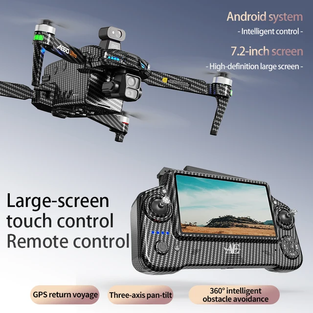 Professional drone ae60 with 8k hd camera 3 axis gimbal aerial photography 20km, avoids obstacles airdrop, led screen fpv drones