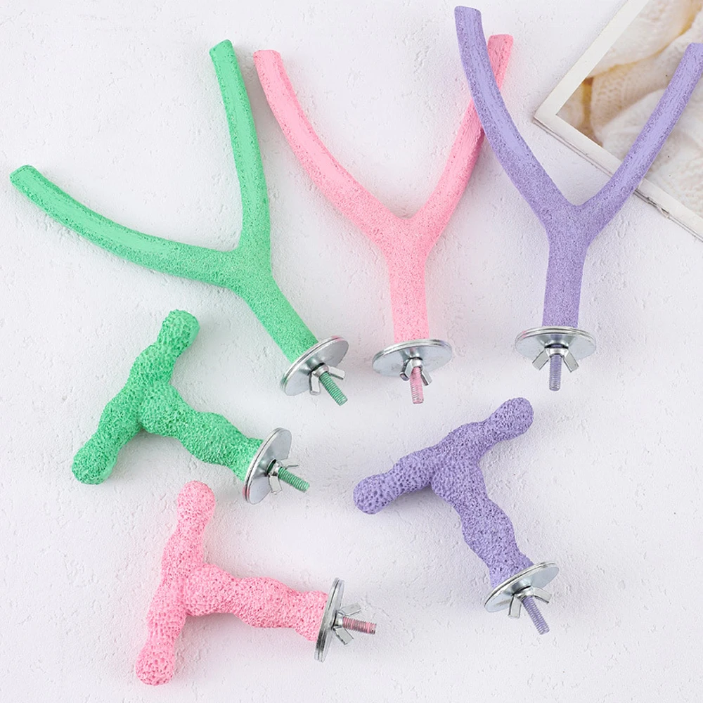 Y/T Shaped Resin Bird Standing Stick Chew Toy 1pc for Small Animal Bird Parrot Grinding Teeth & Claw Hanging Swing Cage Supplies parrot toy bird toy bird perch stand bird swing toy