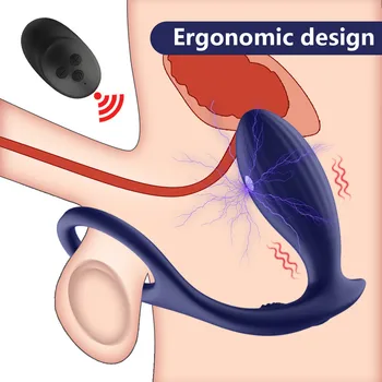 Electric Shock Prostate Massager Butt Ass Plug Anus Stimulator Delay Ejaculation Ring Anal Vibrator Dildo Adult Sex Toys for Men 6