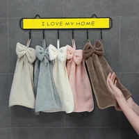 Soft Bow Hand Towels Thickened Coral Velvet Super Absorbent Cleaning Dishcloth for Kitchen Bathroom Home Hair Face Terry Towel 1