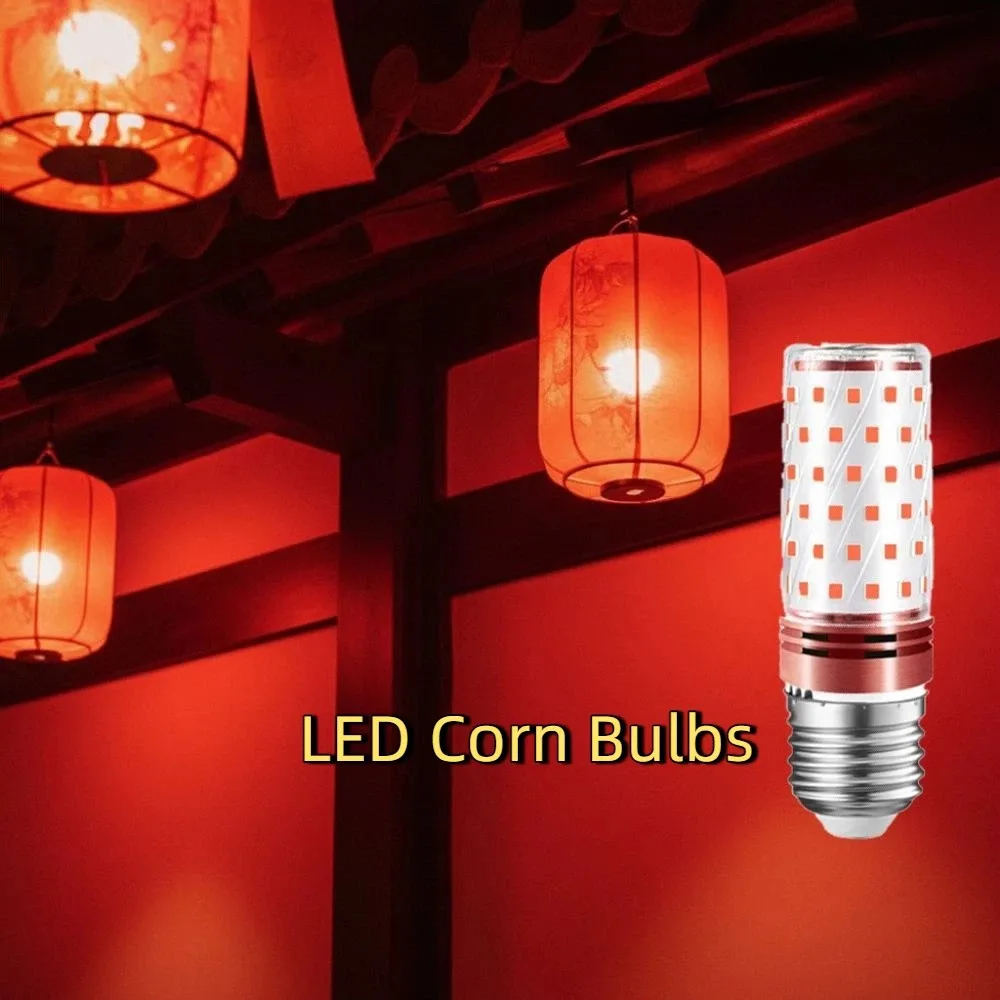 Practical Red Color E14/ E27 Corn Lights High Brightness Energy Saving LED Corn Bulbs No Flicker Replace LED Bulbs Living Room