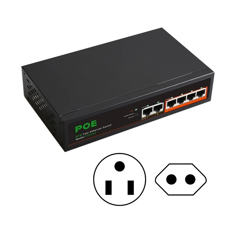 

6-port POE Switch Ethernet Switch Internet Adapter RJ45 Switch 2 Uplink Dropship