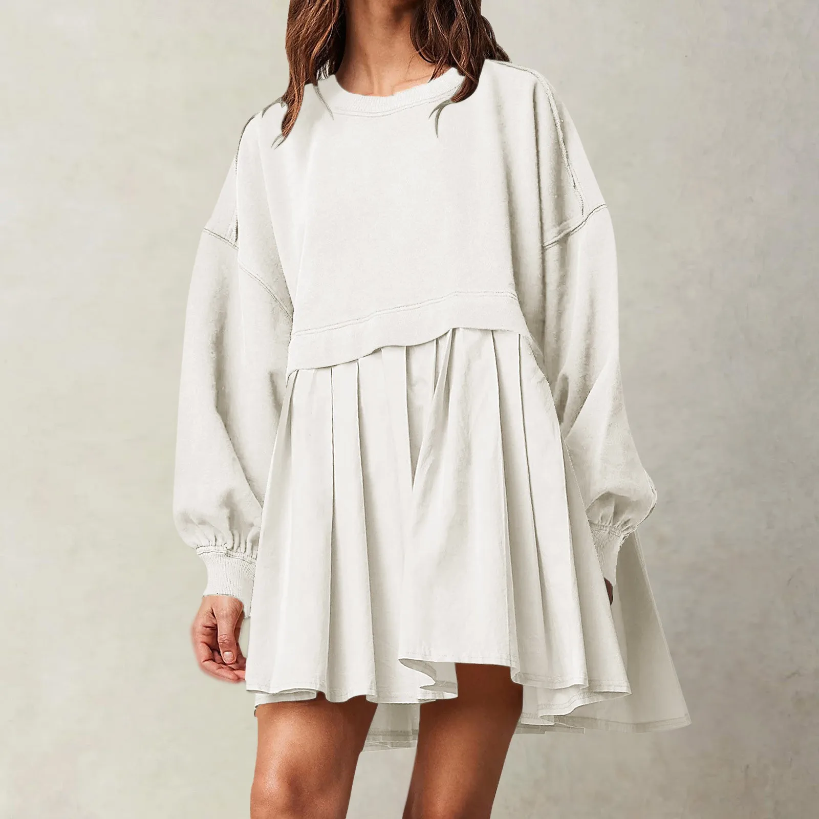 

Женское платье-свитшот с длинным рукавом и круглым вырезом