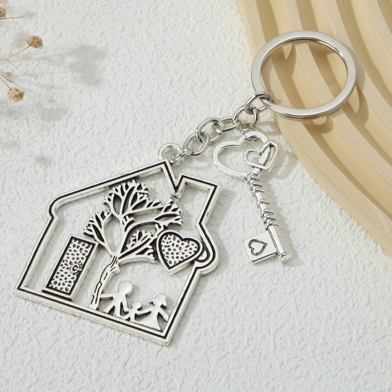 Rodzinny brelok do kluczy Tata Mama Dziecko Miłość Dom Brelok do kluczy Kinship Breloki do kluczy dla kobiet Mężczyźni Torebka Akcesoria Ręcznie robiona biżuteria Prezenty
