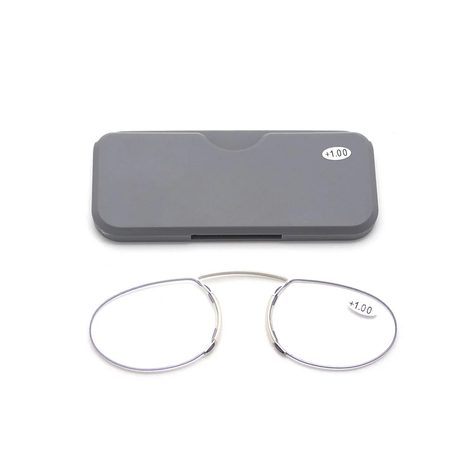 Rimless Foam Nose Clip on Reading Glasses Mini Portable Lazy Glasses Alloy Case Men Women Gafas De Lectura +1 To +3