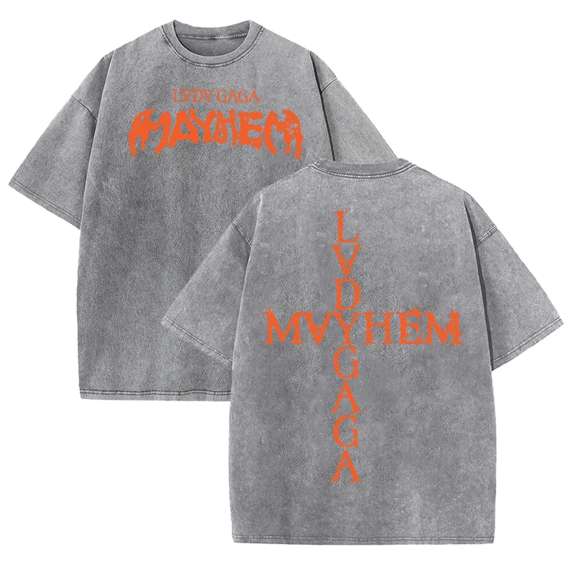Vintage Lady Gaga Graphic Oversized Washed Cotton Tee - Retro Streetwear Casual Summer Shirt
