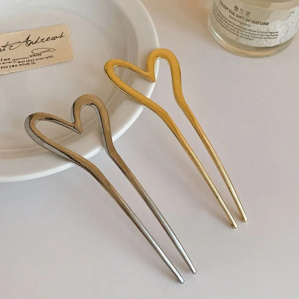 

Love Metal Hair Stick Headdress U Shape Hairpin Sweet Hair Tools Chinese Style Metal Hairpin Girls Hair Tools Accessories